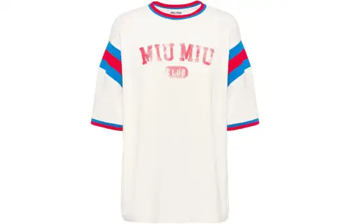 MIU MIU T Shirts Women's Multicolor Crew Neck Moderate Straight Fit
