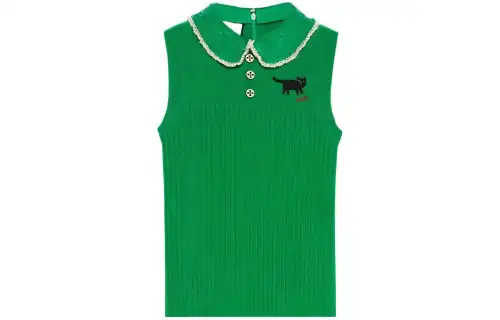 GUCCI Sweaters Women's Green Lapel Moderate Other