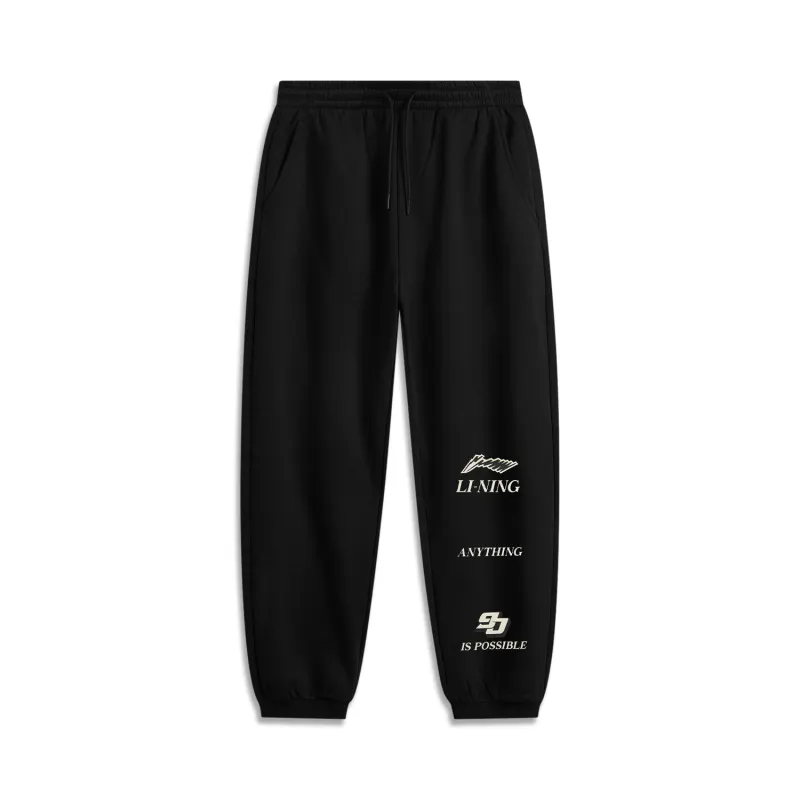 Li Ning Sports Life Collection Casual Fleece Lined Thermal Loose Fit Sports Pants Men's Black