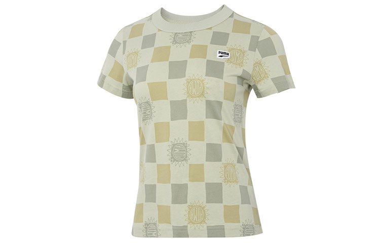 Женская футболка PUMA Downtown Aop Tee (светло-зеленая)