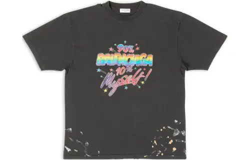 Balenciaga Women's 90/10 Large Fit Vintage T Shirt Black/Multi
