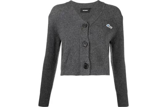 WE11DONE Sweaters Women's Gray V Neck Moderate Cardigan