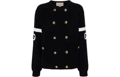 GUCCI Logo Embroidered Button-Up Cardigan