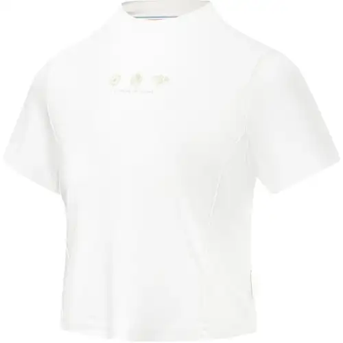 Li Ning T Shirts Women's Ivory Stand Collar Moderate Straight Fit