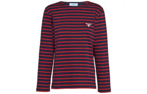 【Previous Season】triangle-logo striped long-sleeved T-shirt