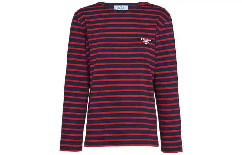【Previous Season】triangle-logo striped long-sleeved T-shirt