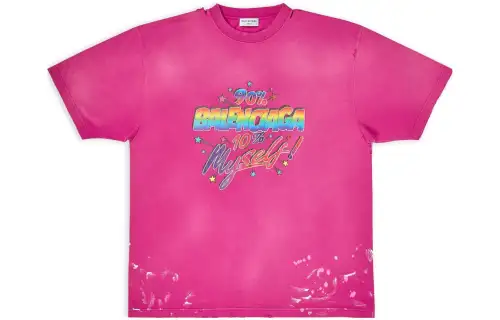 Balenciaga Women's 90/10 Large Fit Vintage T Shirt Dark Pink