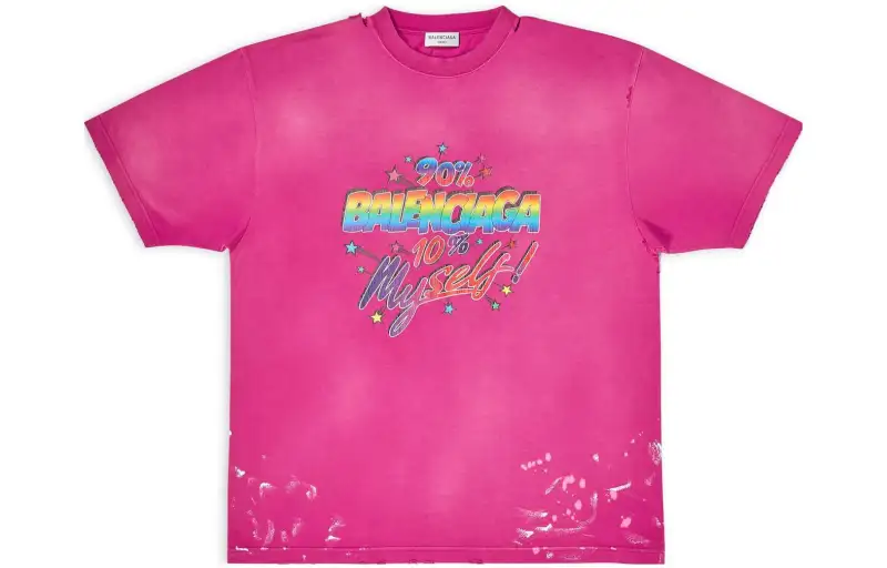 Balenciaga Women's 90/10 Large Fit Vintage T Shirt Dark Pink