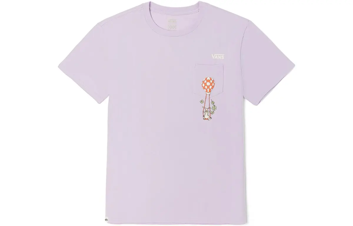 Vans T-Shirts Women's Purple Crew Neck Moderate Straight Fit