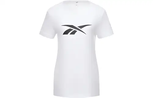 Reebok T Shirts Women's White Crew Neck Moderate Straight Fit