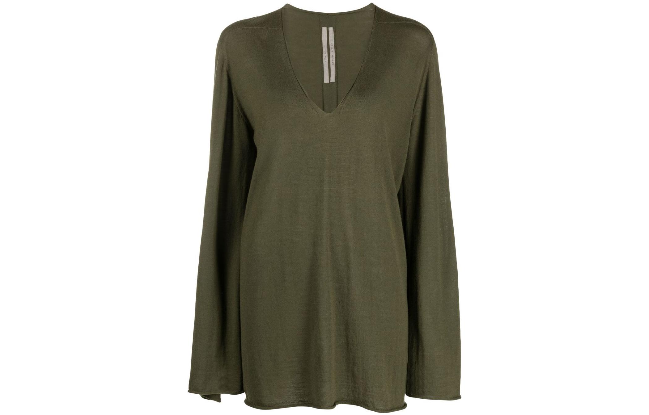 RICK OWENS Sweaters Women's Olive V Neck Moderate Other