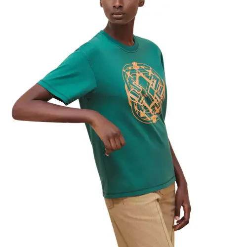 HERMES Drop Shoulder Sleeve T Shirt Women's Green