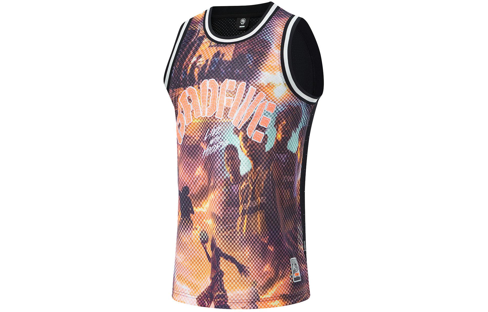 Li Ning Basketball Collection Basketball Jersey Men’s Multicolor Photo Print On Black