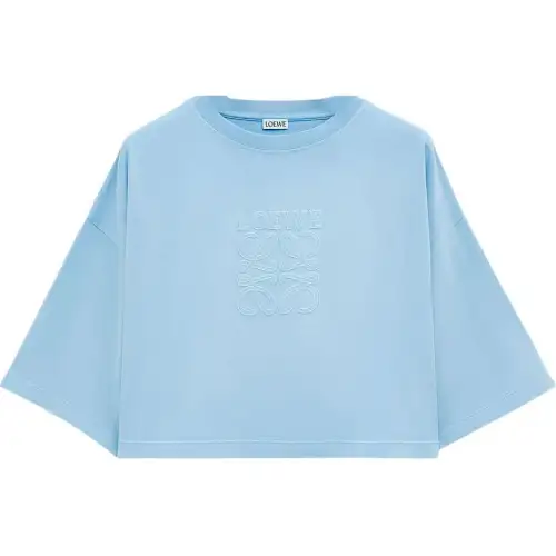 LOEWE Logo Embroidered Cropped T Shirt