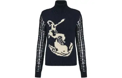 Christian DIOR Inlaid High Neck Jumper