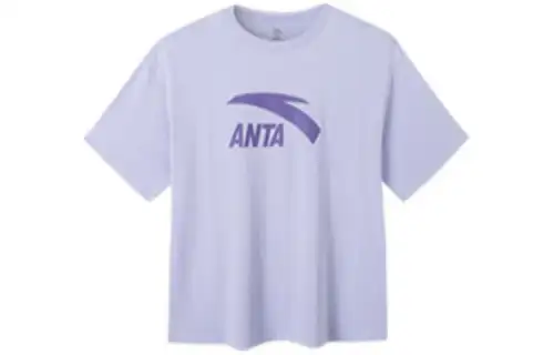Anta Drop Shoulder Sleeve T Shirt Women's Light And Fragrant Purple