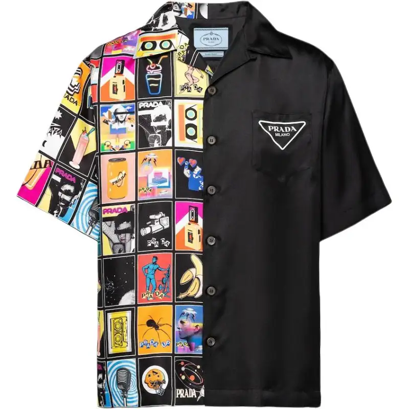 PRADA Shirts Men's Black Lapel Moderate
