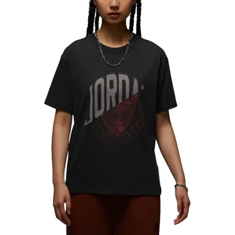 Jordan Drop Shoulder Sleeve T Shirt Women's Gray Black