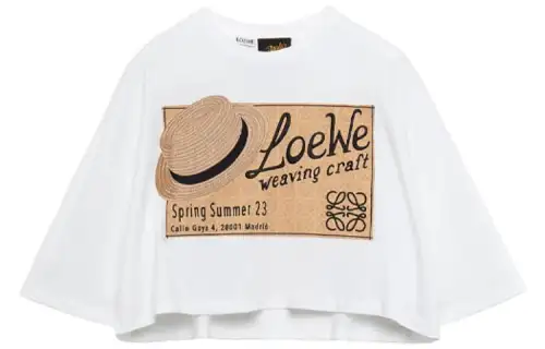 LOEWE Crop Tops Women's White Crew Neck Moderate