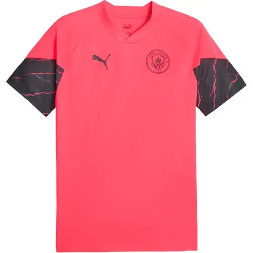 PUMA Puma 2023-24 Manchester City Puma Pro Training Shirt Brand logo color matching comfortable casual short-sleeved football shirt Men's Pink