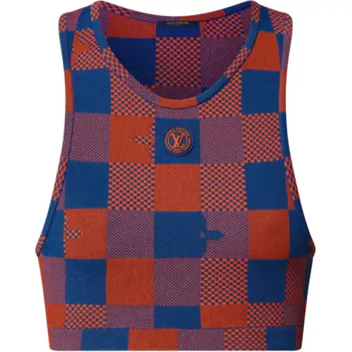 LOUIS VUITTON Pop Monogram Damier Knit Sporty Crop Top Crop Top Women's Blue
