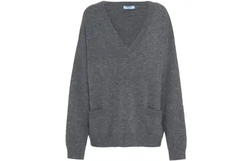 PRADA Sweaters Women's Gray V Neck Moderate Other
