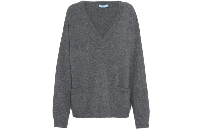 PRADA Sweaters Women's Gray V Neck Moderate Other