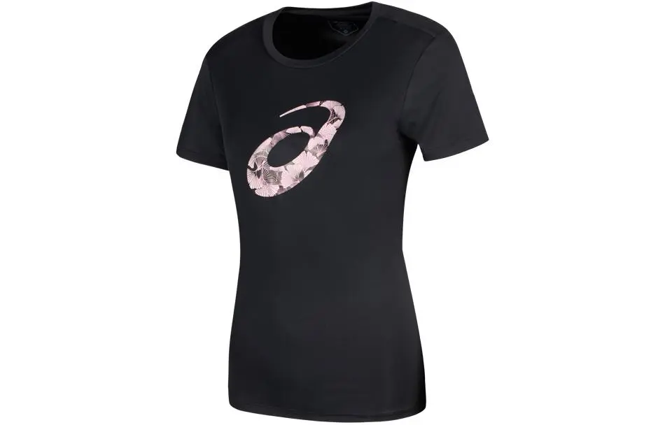 ASICS T-Shirts Women's Black Crew Neck Thin Straight Fit