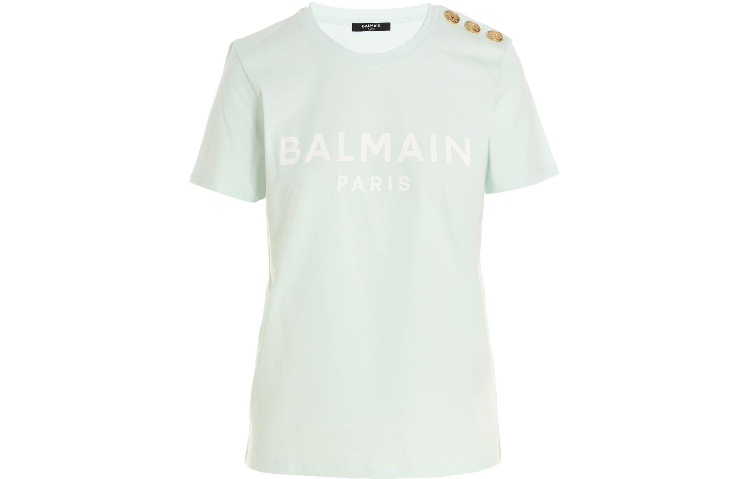 Женская футболка BALMAIN Logo (зеленая)