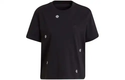 Adidas Originals T Shirts Women's Black Crew Neck Moderate Straight Fit