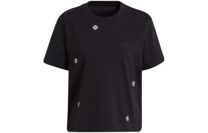Adidas Originals T Shirts Women's Black Crew Neck Moderate Straight Fit
