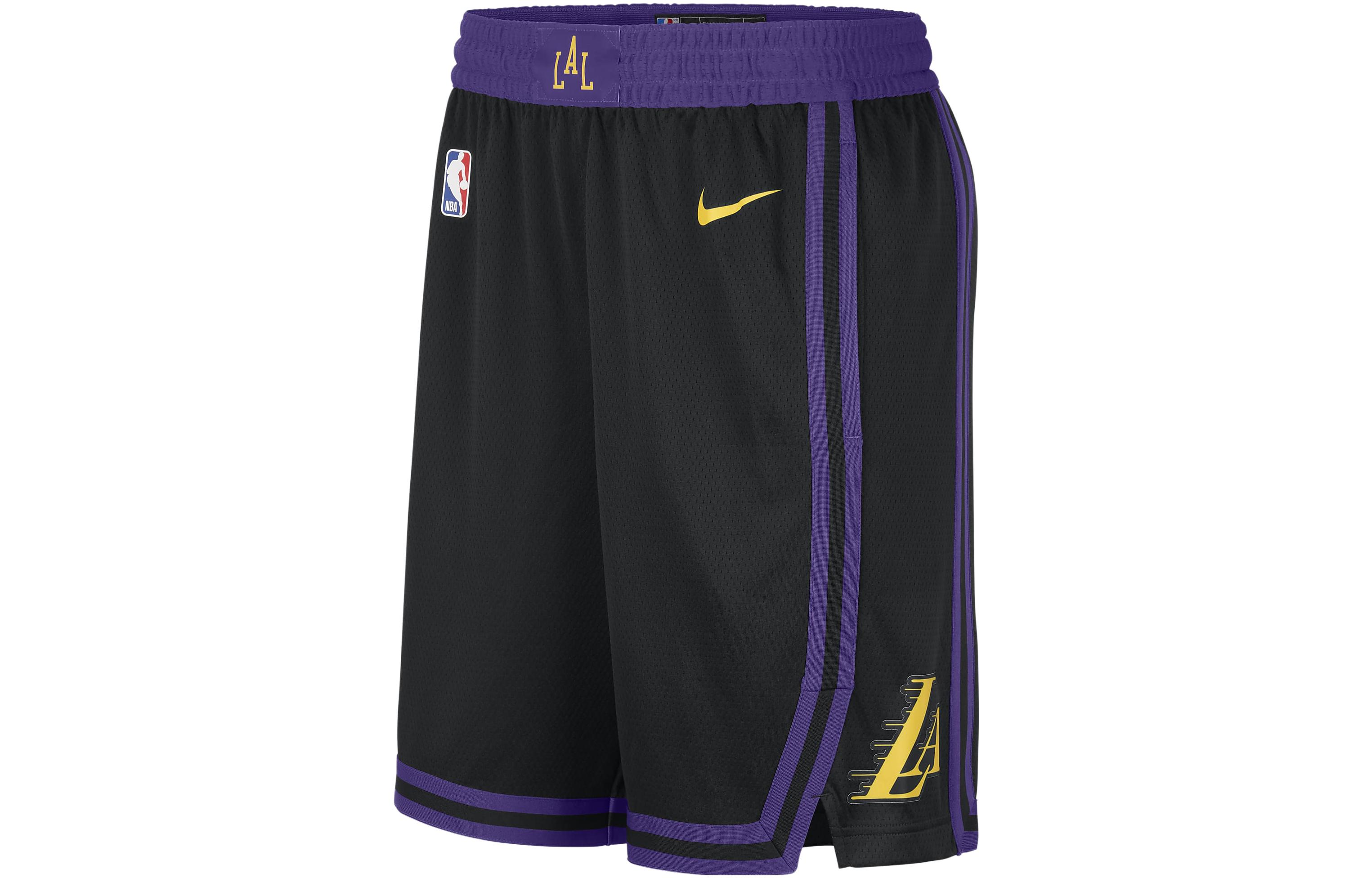Nike Los Angeles Lakers City Edition 2023/24 City Edition 2023/24 Season Letter Print Color Block Basketball Pants Men's Black/Amarillo