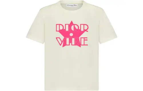 DIOR Quarterly New Products T Shirts Women's Ecru Crew Neck Moderate Straight Fit