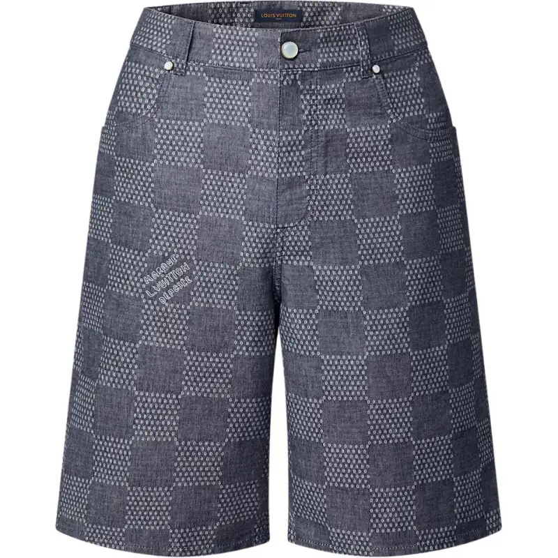 Lv Damier Denim Chambray Shorts