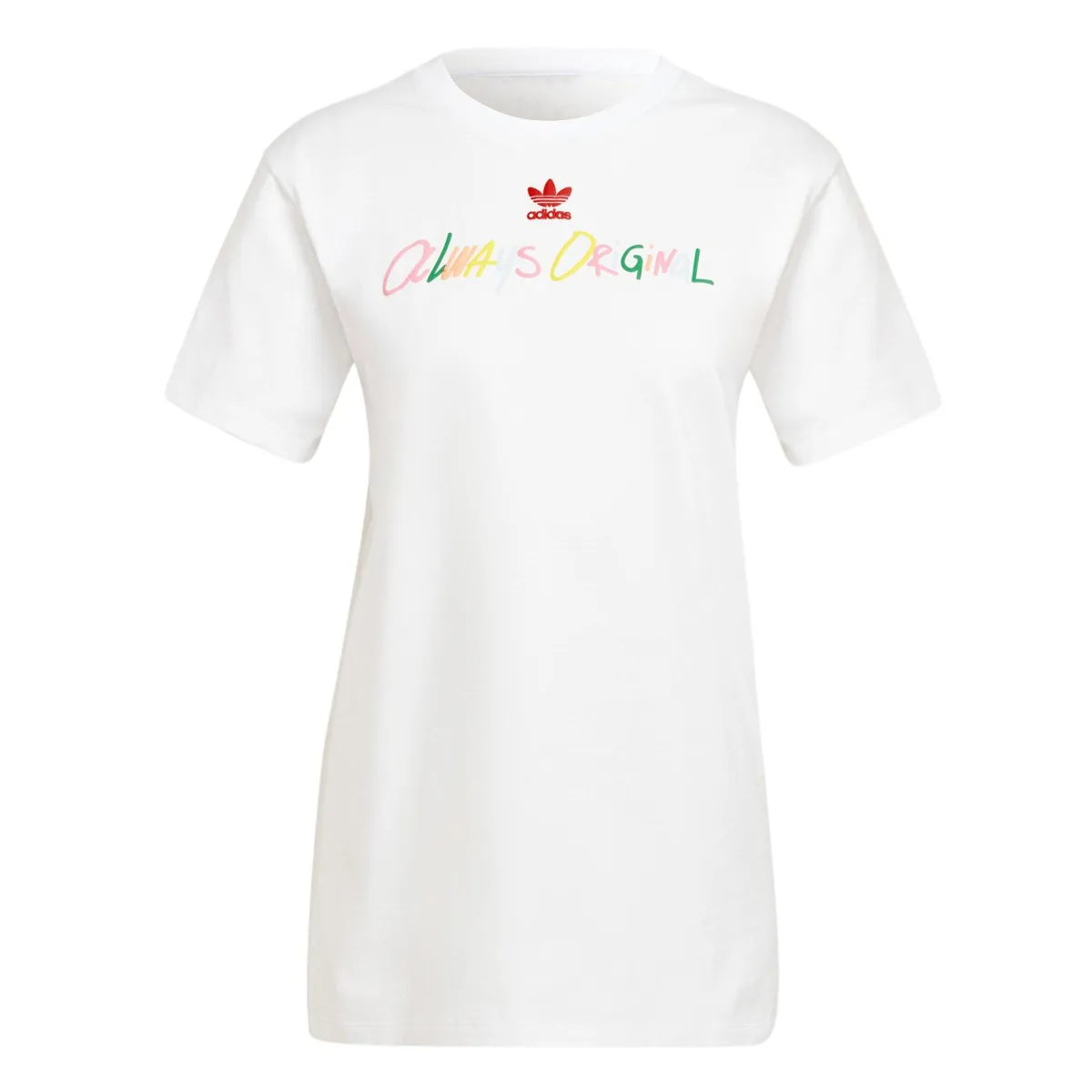 Adidas T-Shirts Women's White Crew Neck Moderate Straight Fit