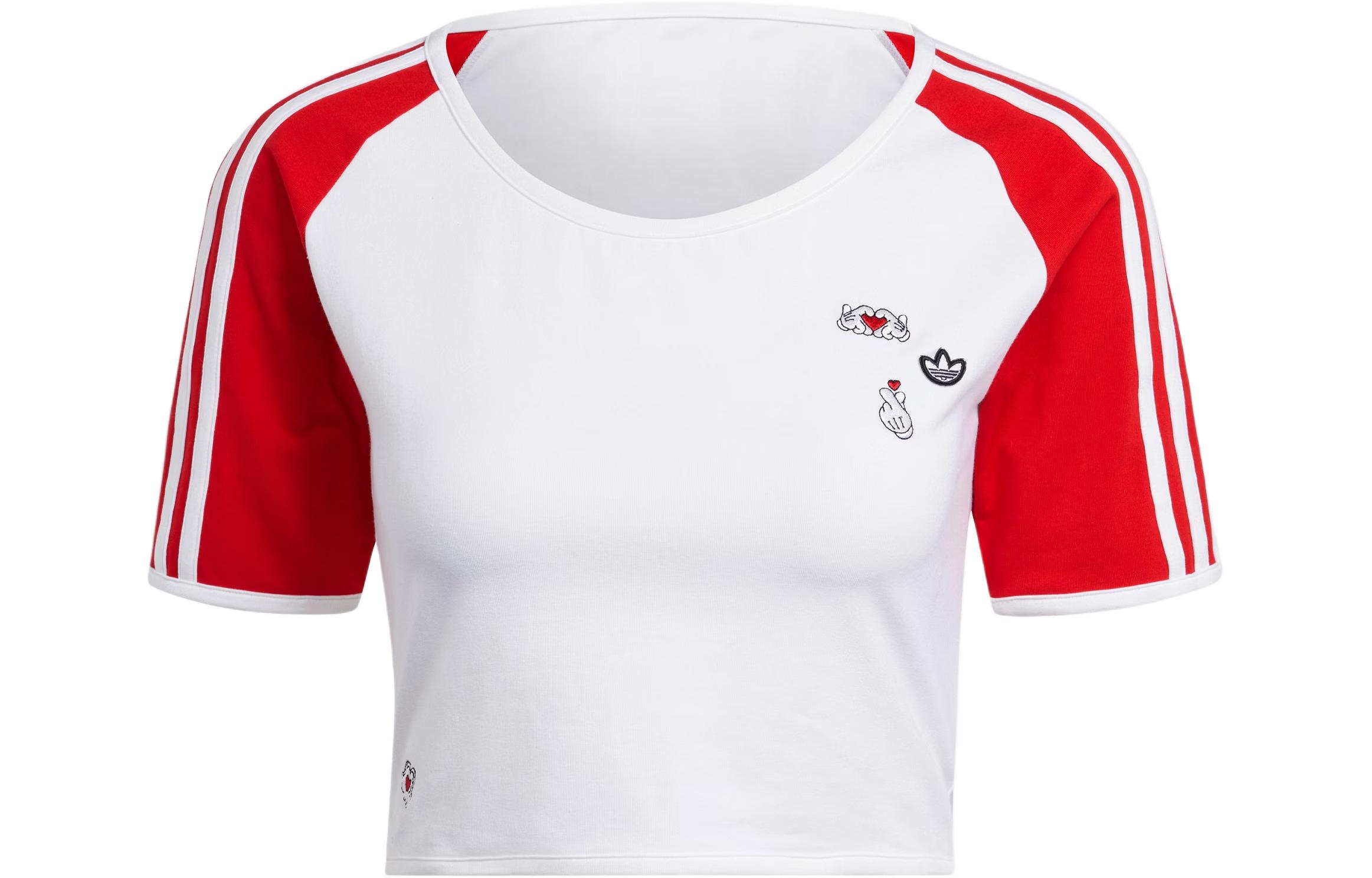 Adidas Originals x MICKEY MOUSE SS24 Raglan Sleeve T Shirt Women's White