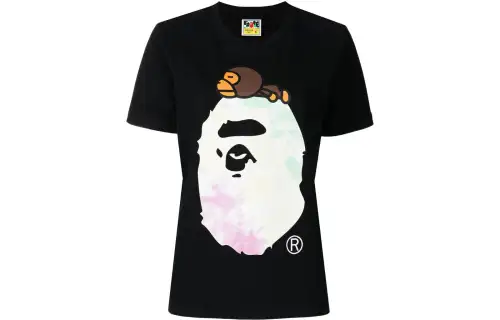 A BATHING APE T Shirts Women's Black Crew Neck Moderate Straight Fit