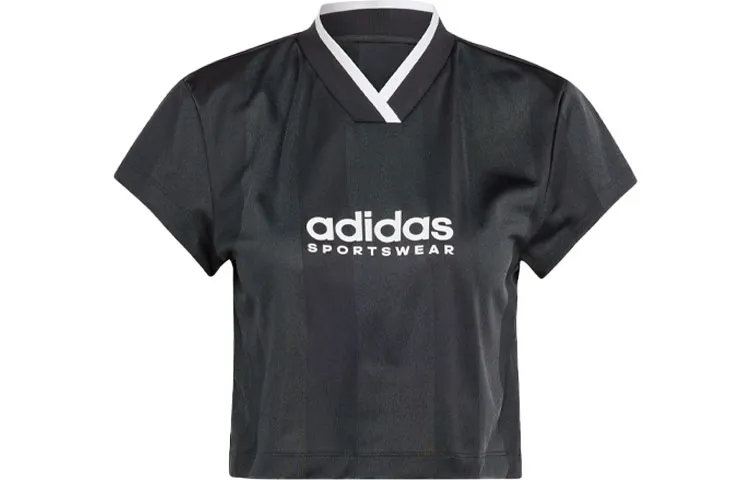Adidas COLORBLOCK Crop Tops Women's Black V-neck Moderate