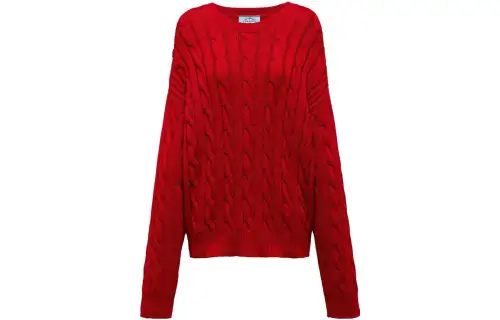 PRADA Sweaters Women's Red Crew Neck Moderate Other