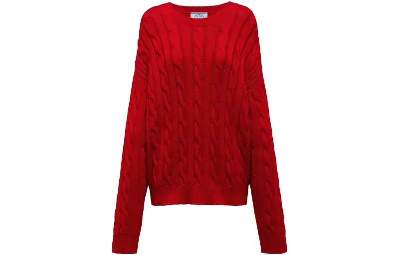 PRADA Sweaters Women's Red Crew Neck Moderate Other