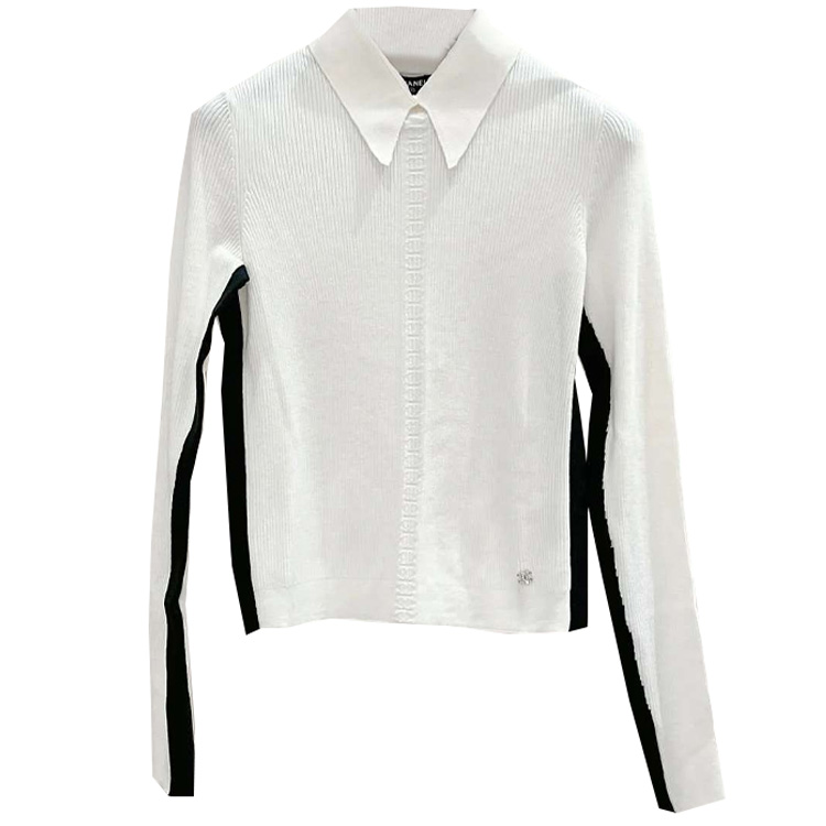 Женский свитер Chanel Striped Logo Embossed (белый)