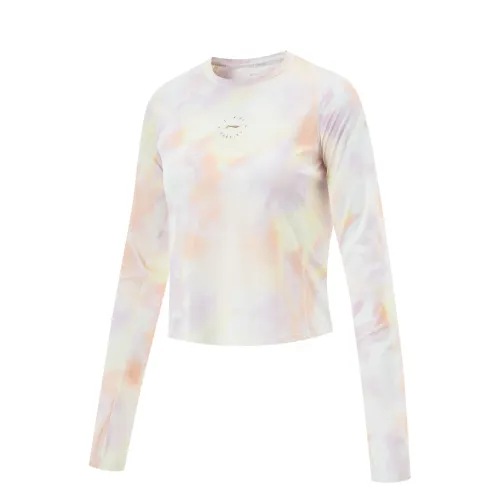 Li Ning Running Collection T Shirt Women's Soft Goose Yellow/Chamomile Yellow/Full Pink Base Print
