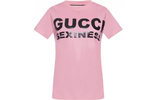 GUCCI T Shirts Women's Pink Crew Neck Moderate Straight Fit