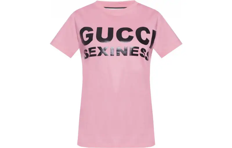 GUCCI T Shirts Women's Pink Crew Neck Moderate Straight Fit