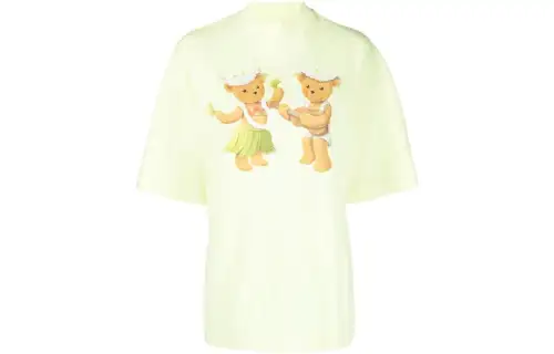 PALM ANGELS T Shirts Women's Yellow Crew Neck Moderate Straight Fit