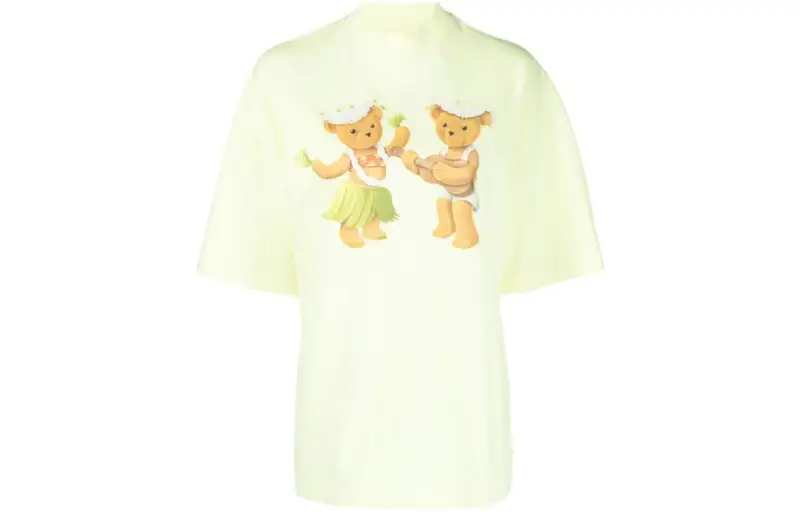PALM ANGELS T Shirts Women's Yellow Crew Neck Moderate Straight Fit