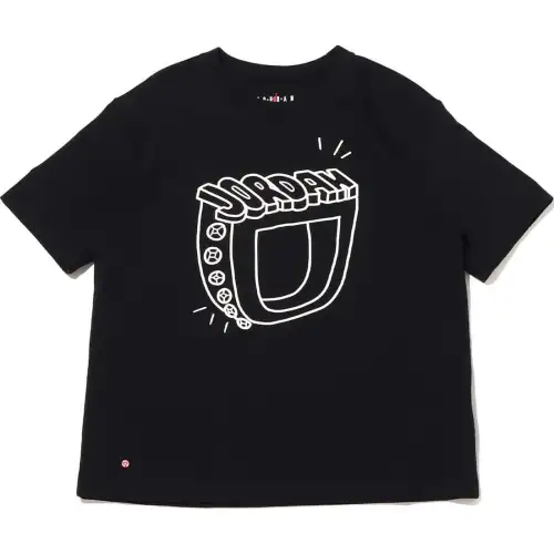 Jordan T Shirts Women's Black Crew Neck Moderate Straight Fit