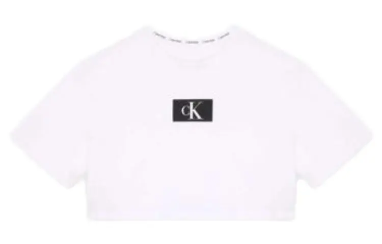 Calvin Klein Crop Tops Women's White Crew Neck Moderate