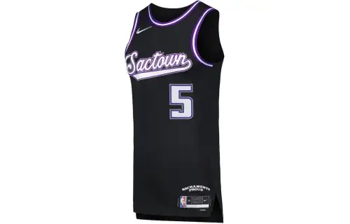 Nike Round neck pullover letter print sleeveless basketball jersey AU player version Sacramento Kings De Aaron Fox No. 5 Men and women Black