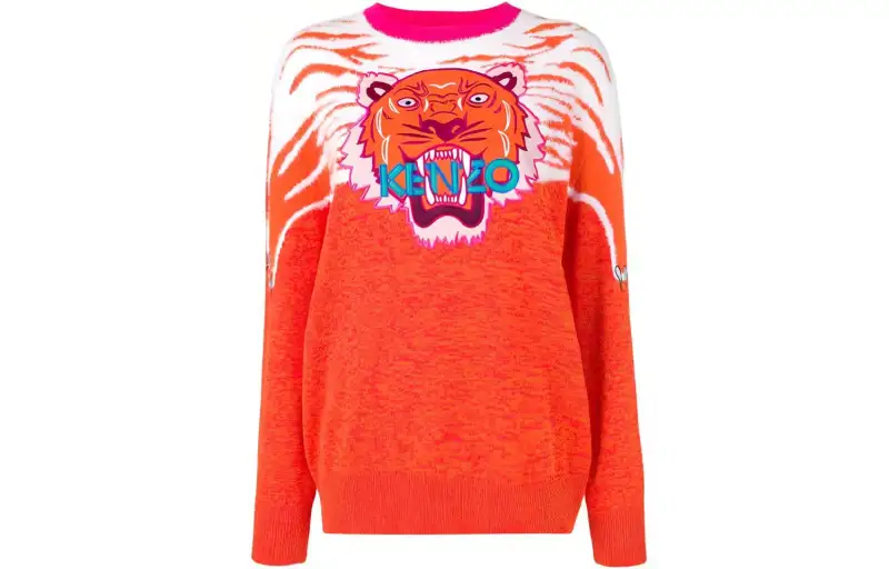 KENZO Sweaters Women's Orange Crew Neck Moderate Base Layer